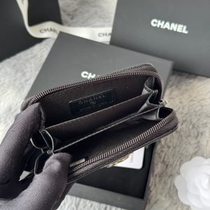 CC Classic Boy Coin Purse Black Sliver-tone Grained Calfskin 242886