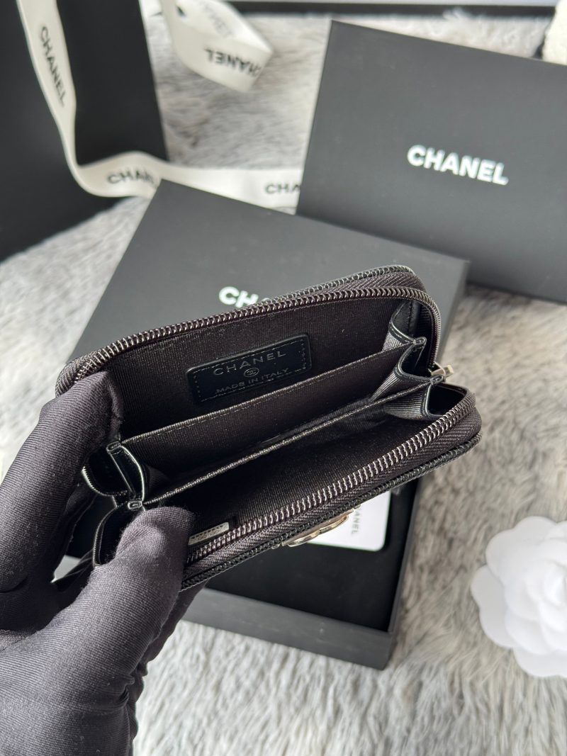 CC Classic Boy Coin Purse Black Sliver-tone Grained Calfskin 242886