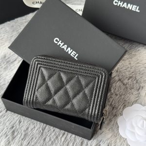 CC Classic Boy Coin Purse Black Gold-tone Lambskin 242886