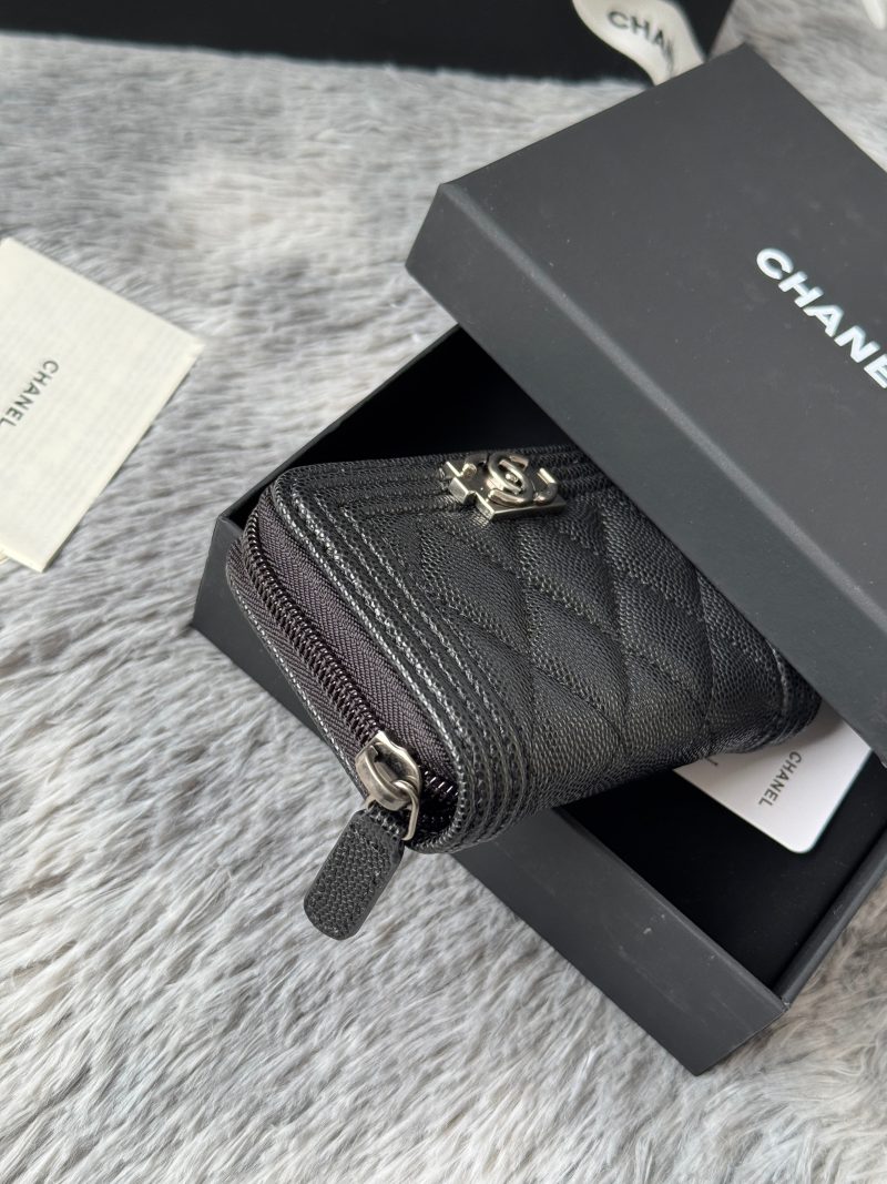 CC Classic Boy Coin Purse Black Sliver-tone Grained Calfskin 242886