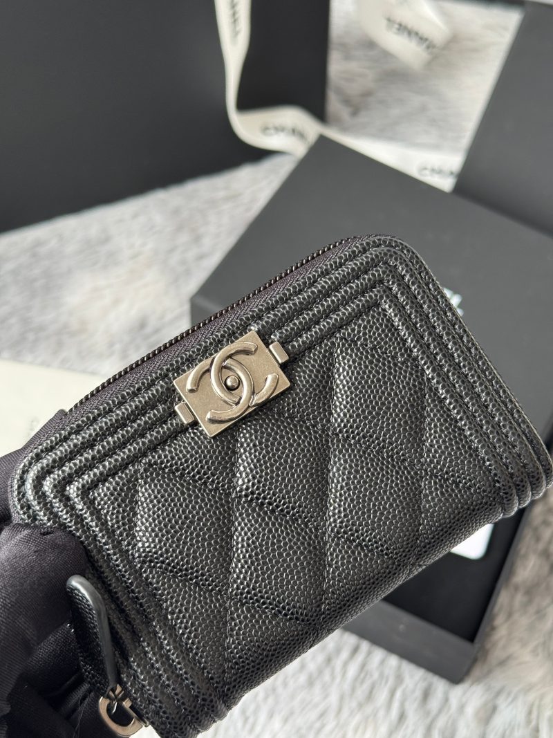 CC Classic Boy Coin Purse Black Sliver-tone Grained Calfskin 242886