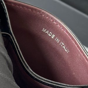 CC Accordion Card Holder Black Sliver-tone Metal Lamskin 242642