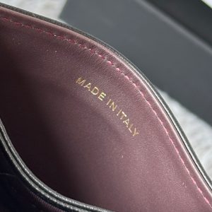 CC Accordion Card Holder Black Gold-tone Metal Lamskin 242644