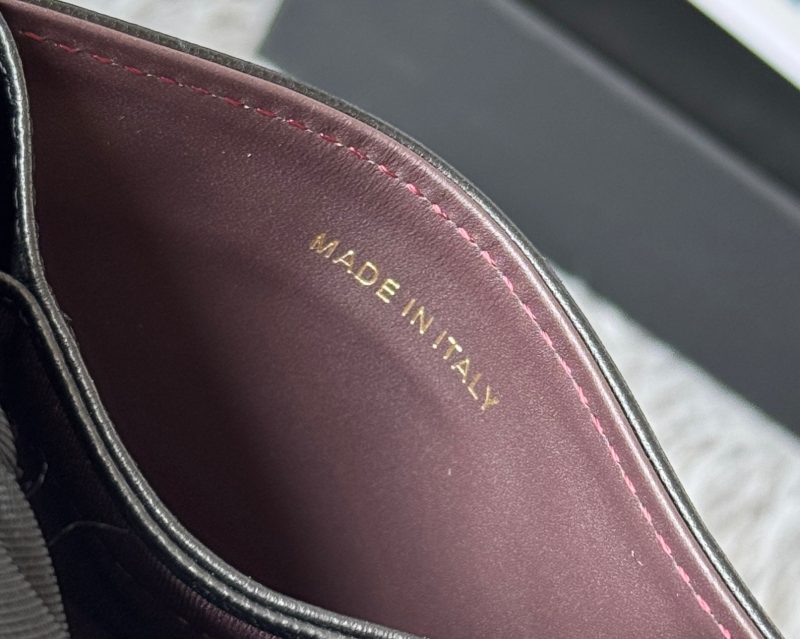 CC Accordion Card Holder Black Gold-tone Metal Lamskin 242644