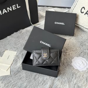 CC Accordion Card Holder Black Sliver-tone Metal Caviar 242646