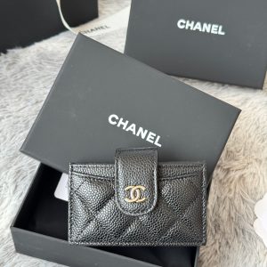 CC Accordion Card Holder Black Sliver-tone Metal Caviar 242646