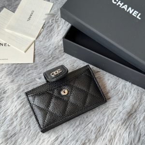 CC Accordion Card Holder Black Sliver-tone Metal Caviar 242646