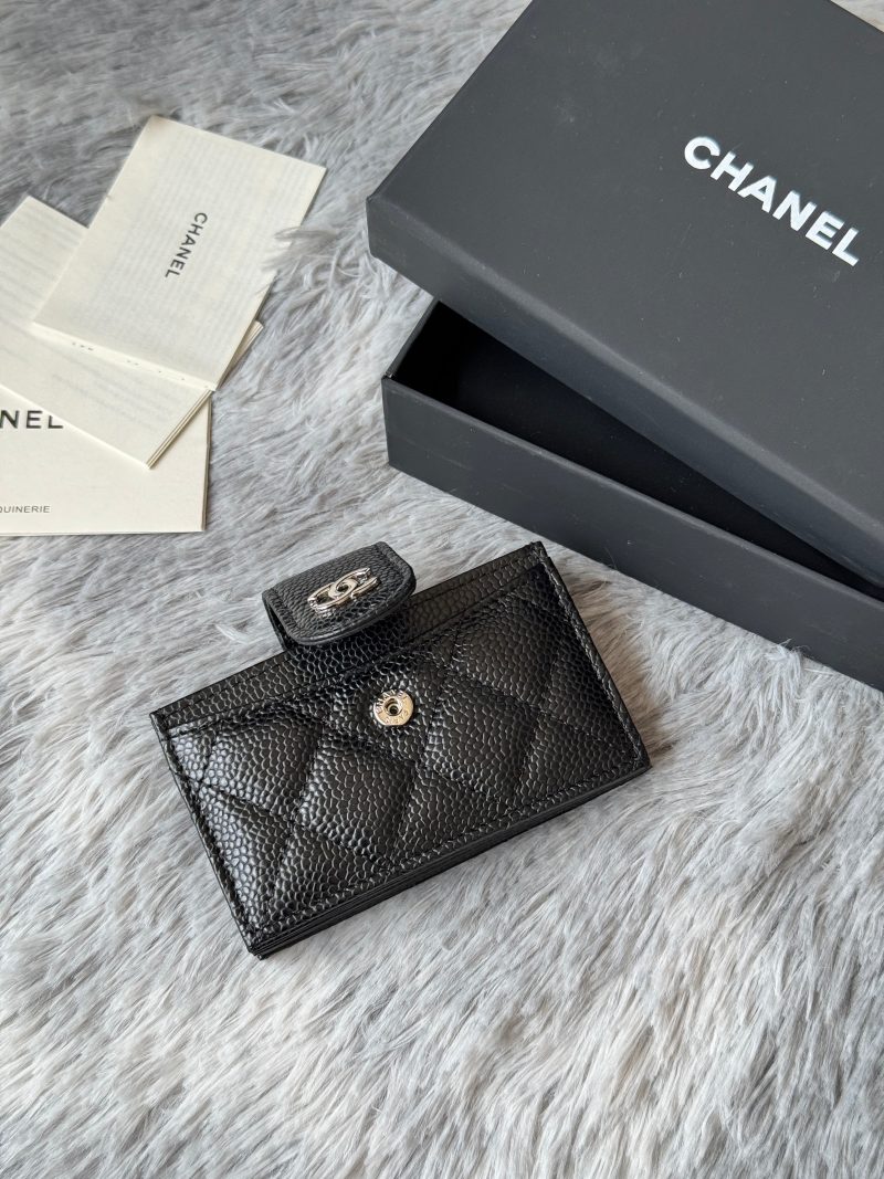 CC Accordion Card Holder Black Sliver-tone Metal Caviar 242646