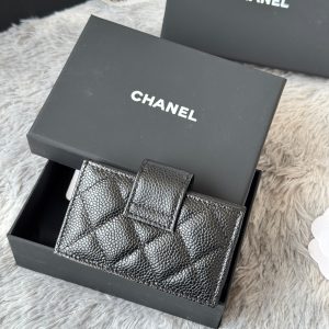 CC Accordion Card Holder Black Sliver-tone Metal Caviar 242646