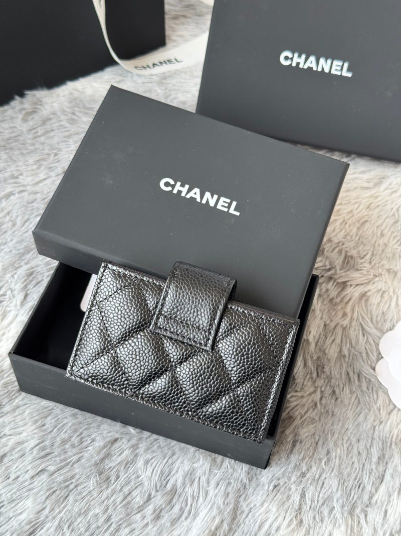 CC Accordion Card Holder Black Sliver-tone Metal Caviar 242646