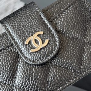 CC Accordion Card Holder Black Sliver-tone Metal Caviar 242646