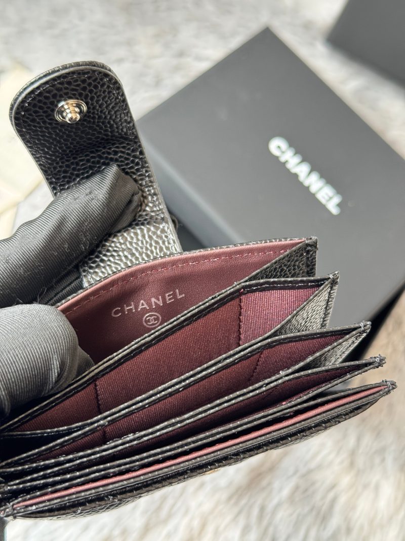 CC Accordion Card Holder Black Sliver-tone Metal Caviar 242646