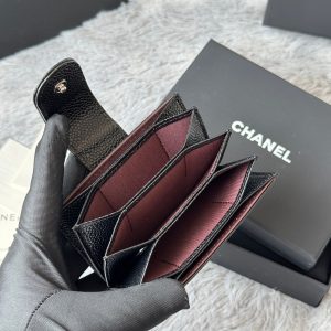 CC Accordion Card Holder Black Sliver-tone Metal Caviar 242646