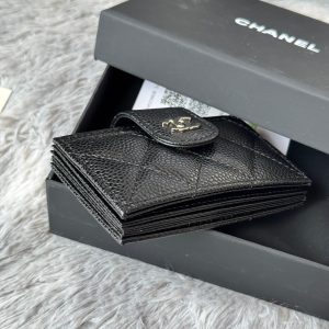 CC Accordion Card Holder Black Sliver-tone Metal Caviar 242646