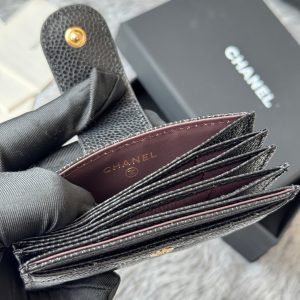 CC Accordion Card Holder Black Gold-tone Metal Caviar 242648