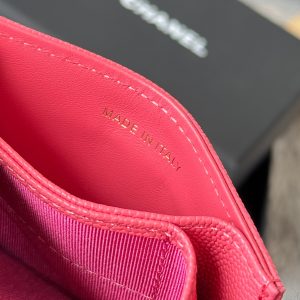 CC Accordion Card Holder Pink Gold-tone Metal Caviar 242653