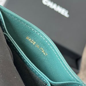 CC Accordion Card Holder Green Gold-tone Metal Caviar 242655