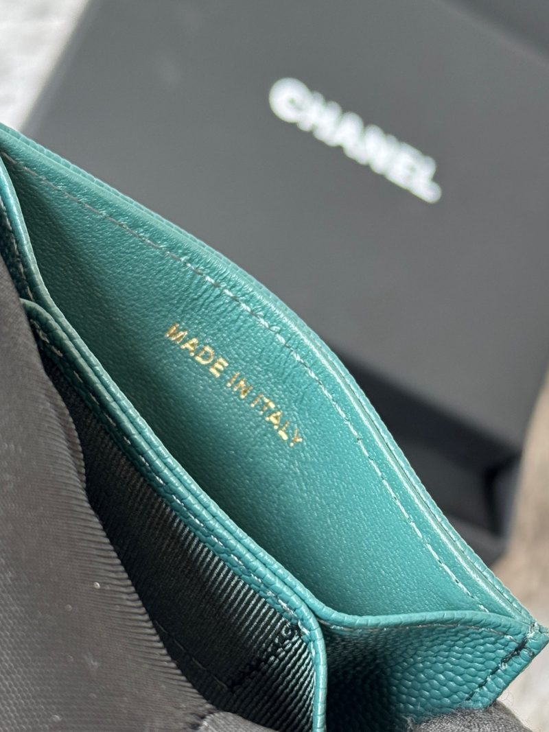 CC Accordion Card Holder Green Gold-tone Metal Caviar 242655