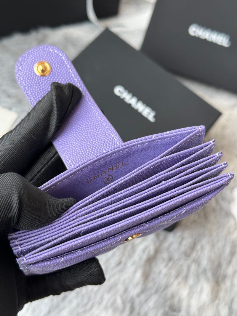 CC Accordion Card Holder Purple Gold-tone Metal Caviar 242657