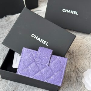 CC Accordion Card Holder Purple Gold-tone Metal Caviar 242657