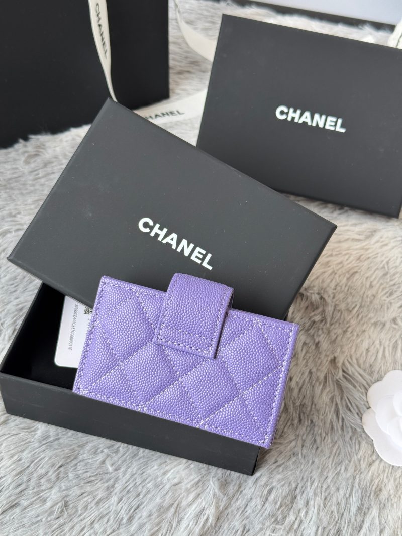 CC Accordion Card Holder Purple Gold-tone Metal Caviar 242657