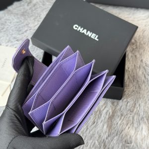 CC Accordion Card Holder Purple Gold-tone Metal Caviar 242657