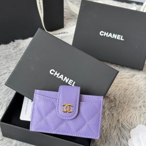 CC Accordion Card Holder Purple Gold-tone Metal Caviar 242657