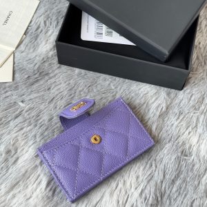 CC Accordion Card Holder Purple Gold-tone Metal Caviar 242657