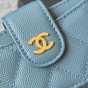 CC Accordion Card Holder Blue Gold-tone Metal Caviar 242659