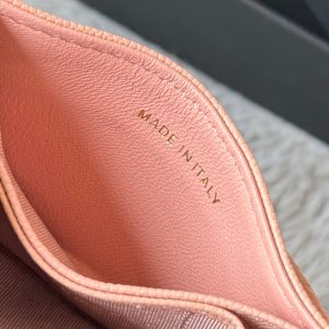 CC Accordion Card Holder Pink Gold-tone Metal Caviar 242667