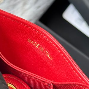 CC Accordion Card Holder Red Gold-tone Metal Caviar 242669