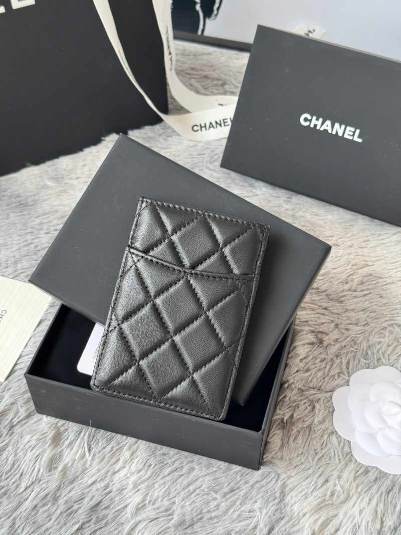 CC Carld Holder Black Gold-tone Metal Lamskin 242672