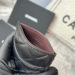 CC Carld Holder Black Gold-tone Metal Lamskin 242672