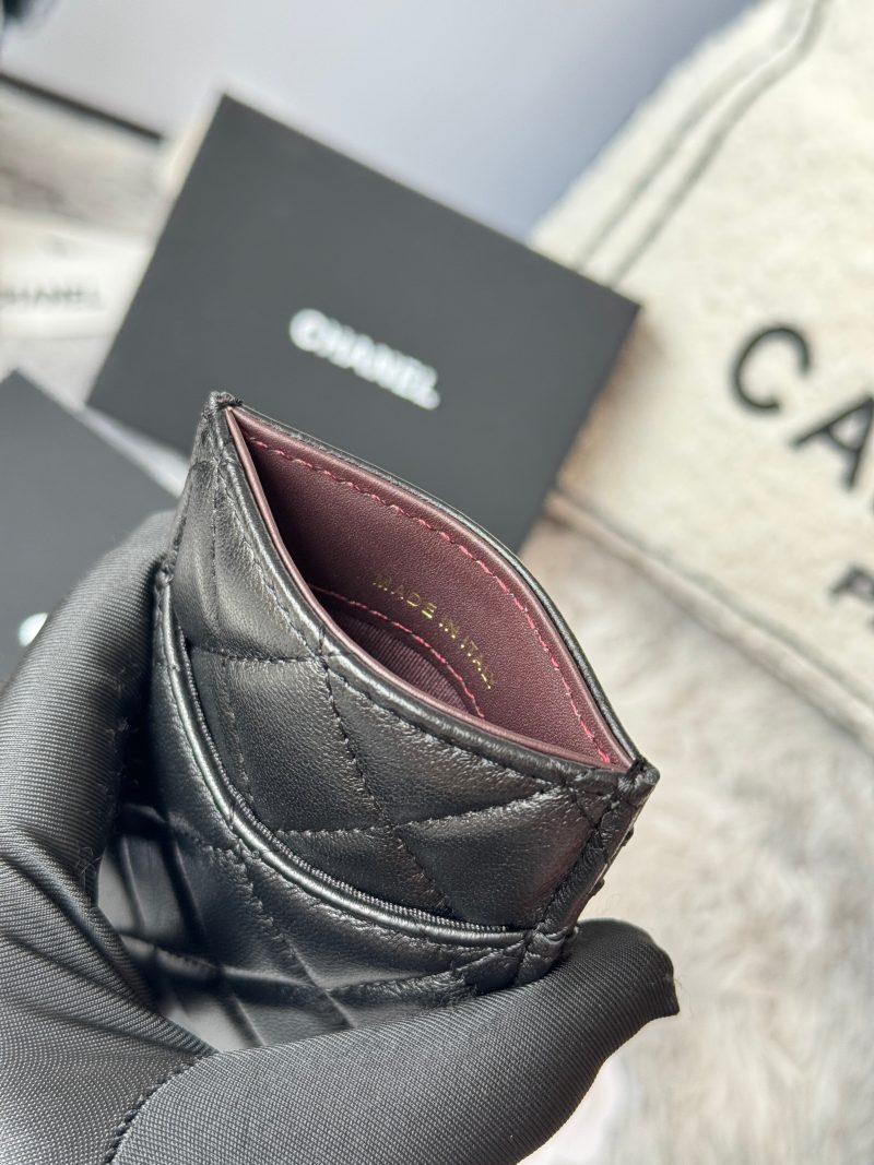 CC Carld Holder Black Gold-tone Metal Lamskin 242672