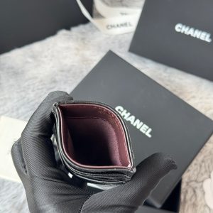 CC Carld Holder Black Gold-tone Metal Lamskin 242672