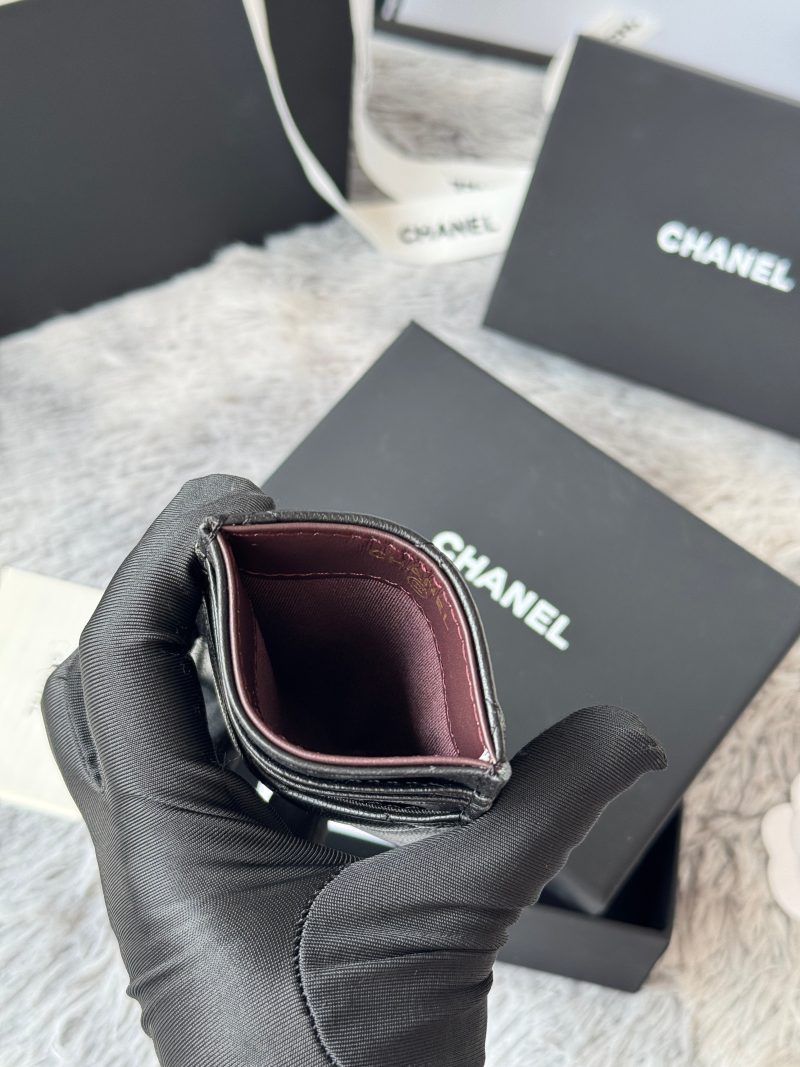 CC Carld Holder Black Gold-tone Metal Lamskin 242672