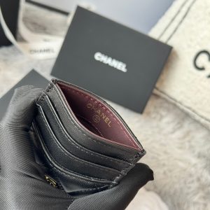 CC Carld Holder Black Gold-tone Metal Lamskin 242672