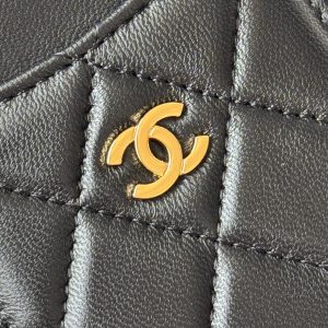 CC Carld Holder Black Gold-tone Metal Lamskin 242672