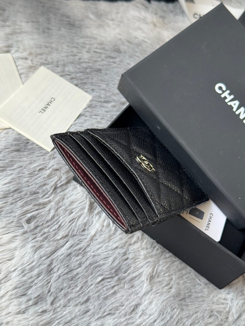 CC Carld Holder Black Sliver-tone Metal Grain Calfskin 242678