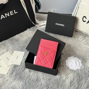 CC Carld Holder Pink Grain Calfskin 242686