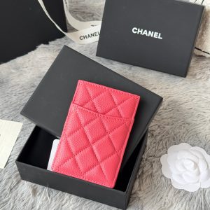 CC Carld Holder Pink Grain Calfskin 242686