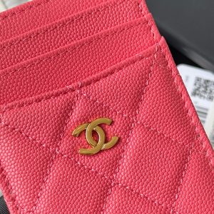CC Carld Holder Pink Grain Calfskin 242686