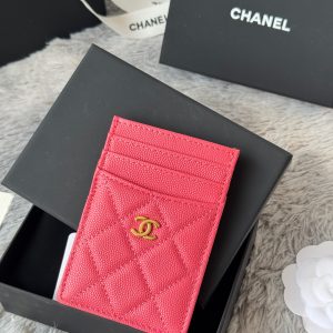 CC Carld Holder Pink Grain Calfskin 242686