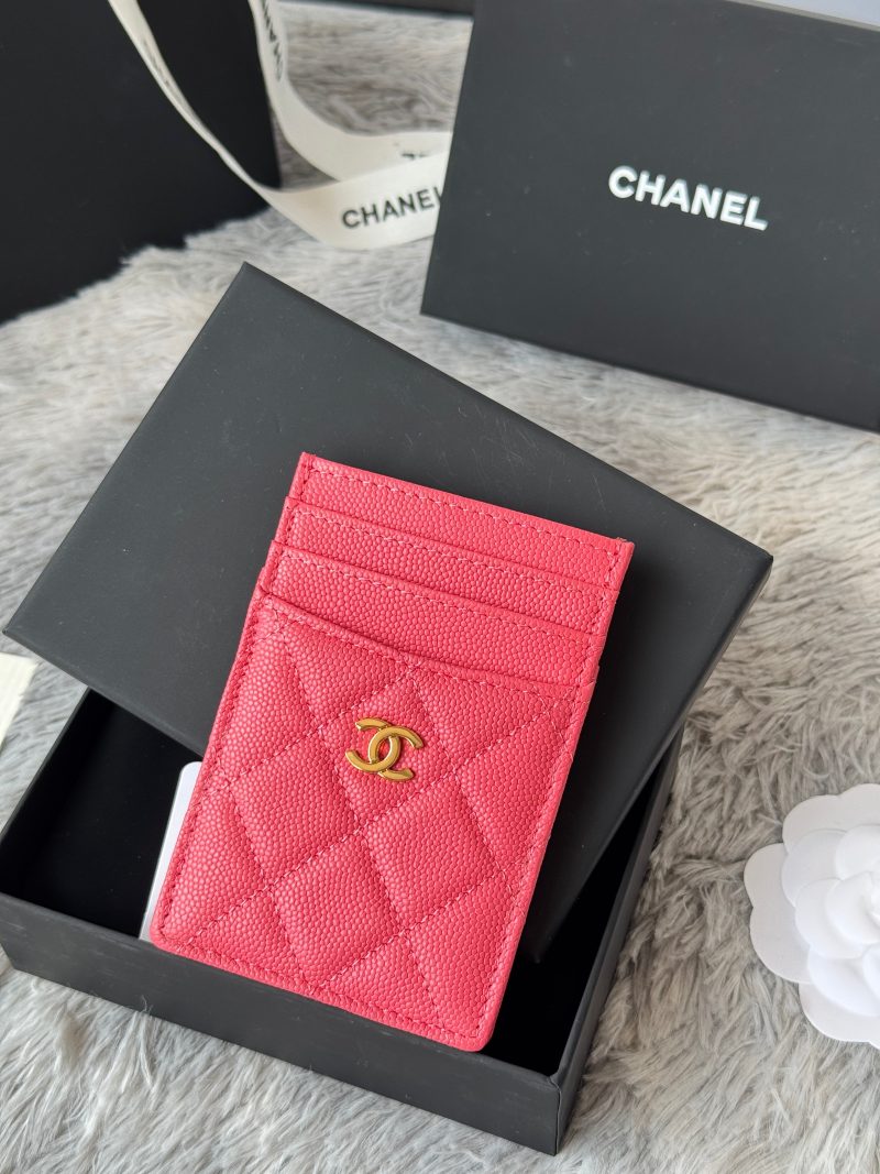 CC Carld Holder Pink Grain Calfskin 242686