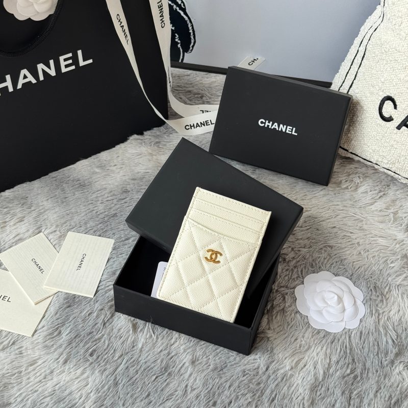 CC Carld Holder White Grain Calfskin 242688