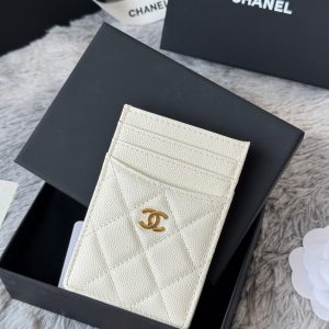 CC Carld Holder White Grain Calfskin 242688