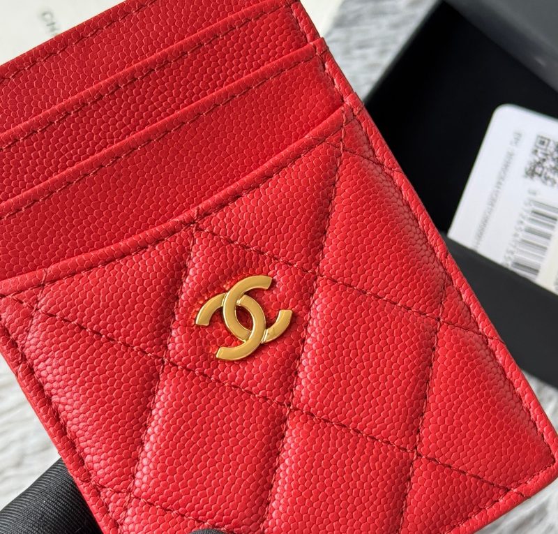 CC Carld Holder Red Grain Calfskin 242690