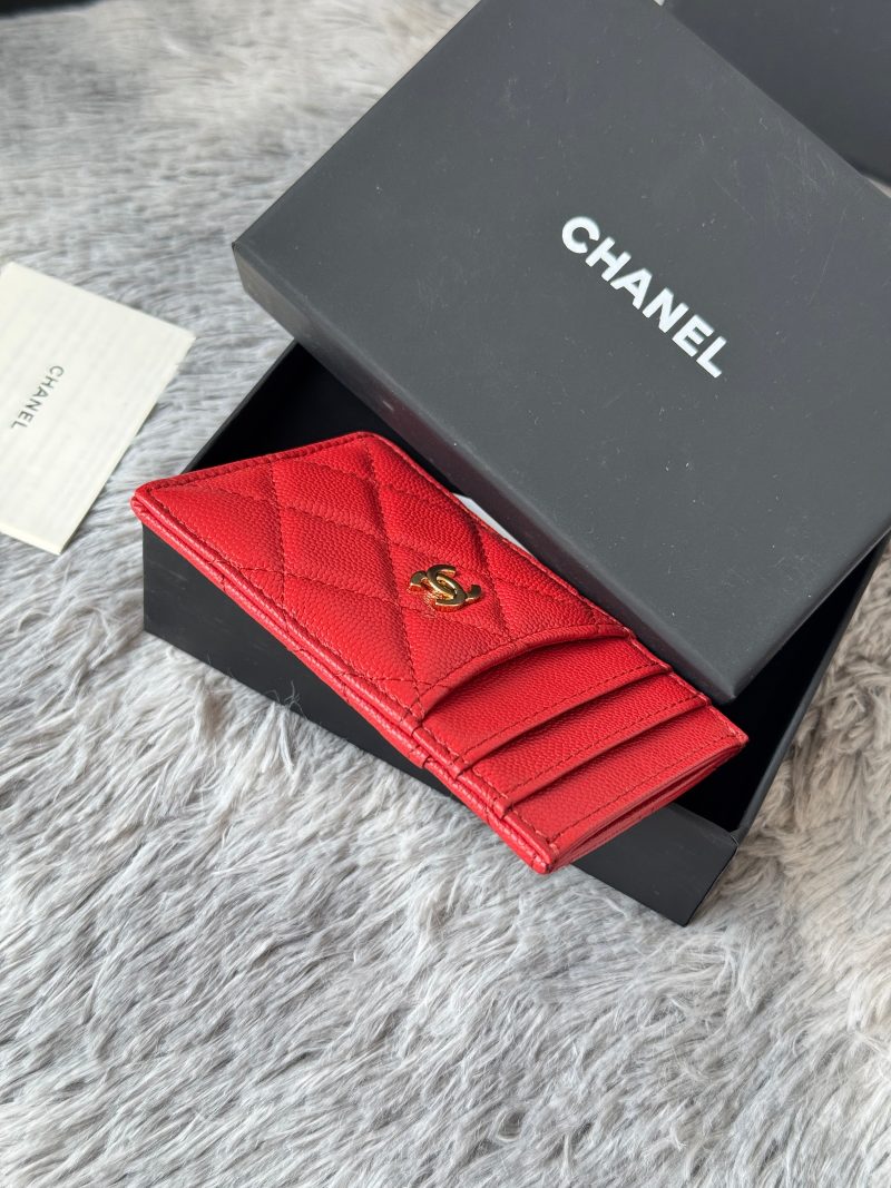 CC Carld Holder Red Grain Calfskin 242690