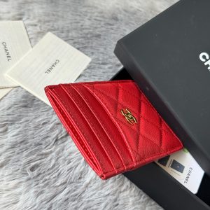 CC Carld Holder Red Grain Calfskin 242690