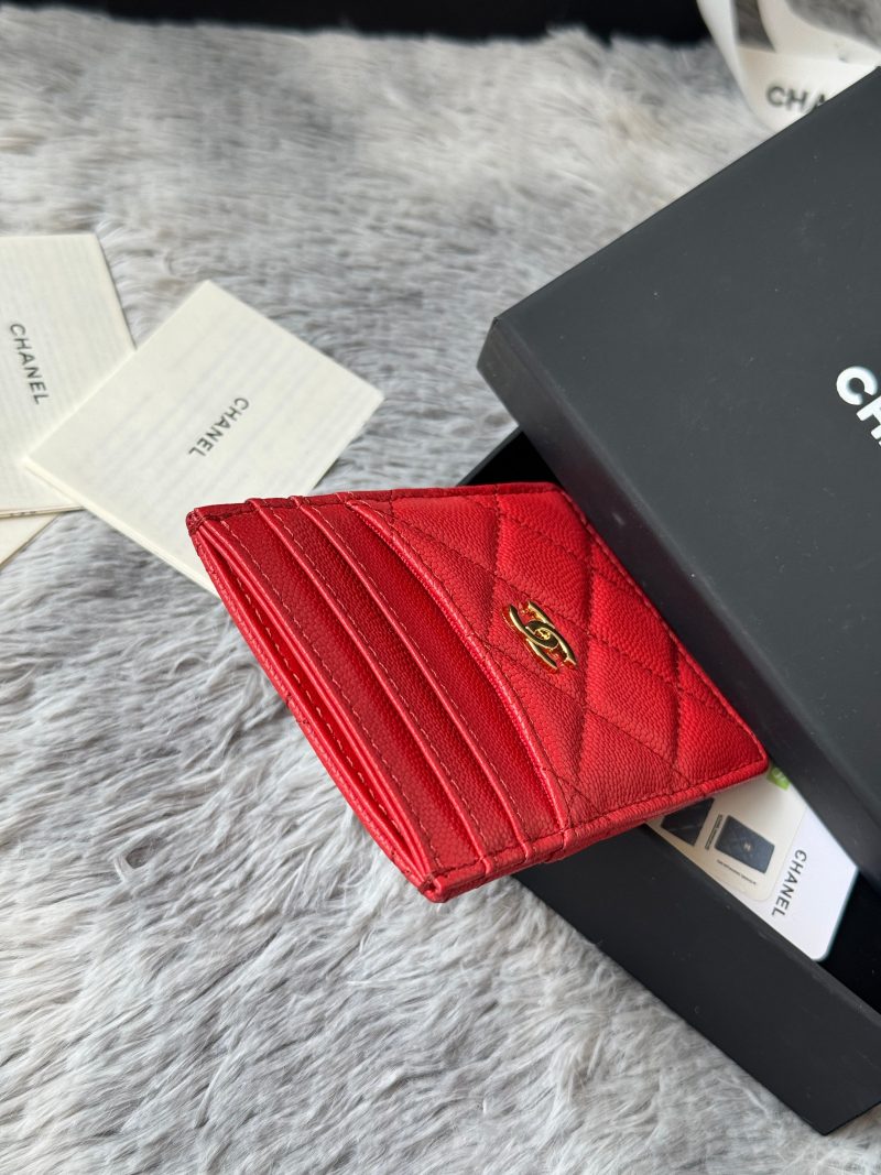 CC Carld Holder Red Grain Calfskin 242690